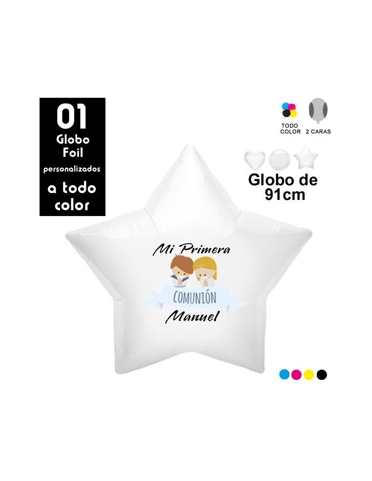 01 Globos Gigante Personalizado de Foil de 91cm Todo Color