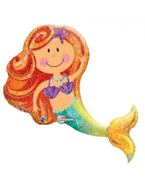 Globo Merry Mermaid Holographic - Forma 97cm Foil Poliamida - Q16116
