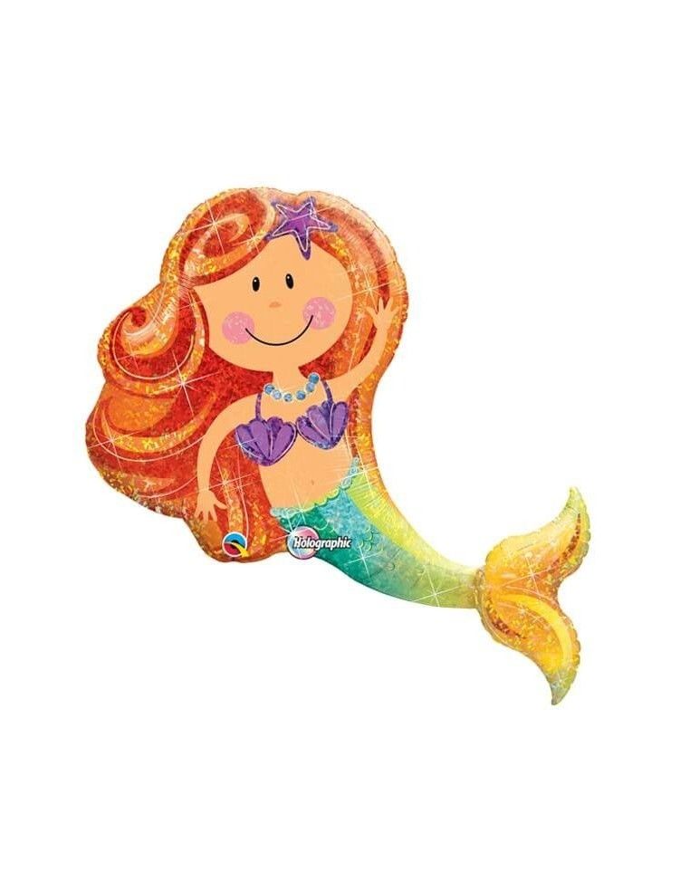 Globo Merry Mermaid Holographic - Forma 97cm Foil Poliamida - Q16116