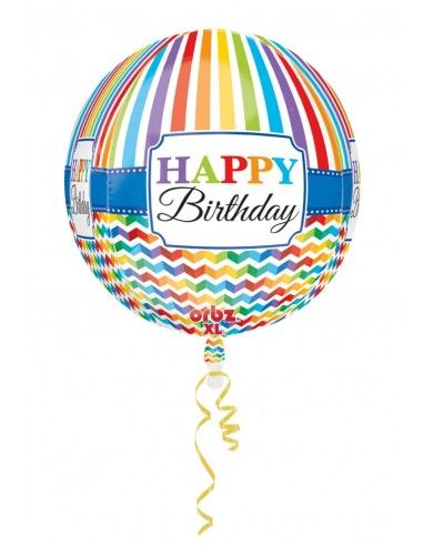 Globo HBD Bright Stripe and Chevron Esferico 43cm ORBZ A3067701