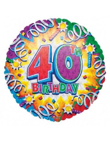Globo Birthday Explosion 40 Redondo 45cm
