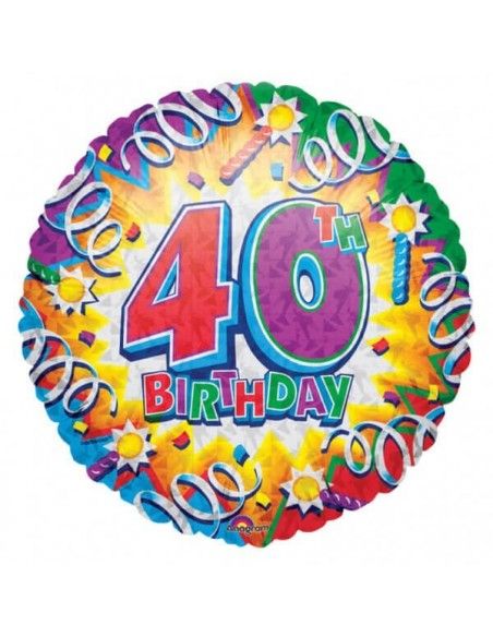 Globo Birthday Explosion 40 Redondo 45cm
