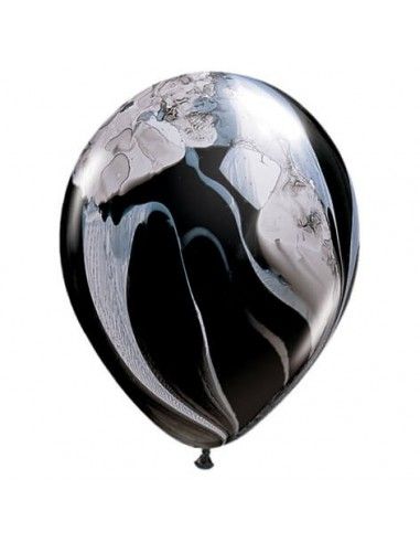 Globo Qualatex Redondo 28cm Agate Blanco y Negro