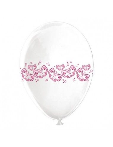 Globos Mariposas Latex Redondos 30cm Pastel Blanco