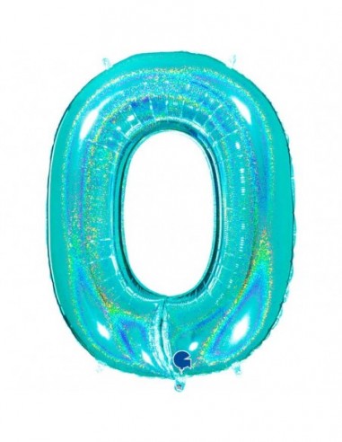 Globo Numero 0 Tiffany Brillante Holografico 100cm