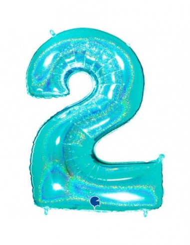 Globo Numero 2 Tiffany Brillante Holografico 100cm