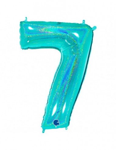 Globo Numero 7 Tiffany Brillante Holografico 100cm
