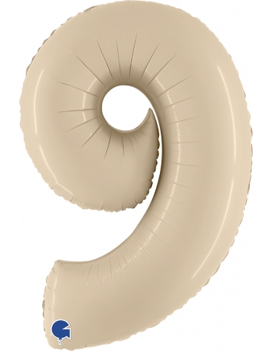 Globo Numero 9 Satin Crema 100cm