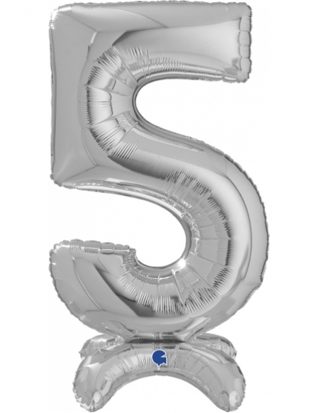 Globo Numero Standup 5 Plata 64cm