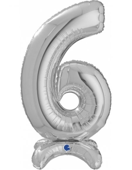 Globo Numero Standup 6 Plata 64cm