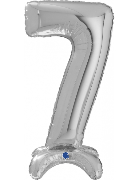 Globo Numero Standup 7 Plata 64cm