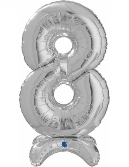 Globo Numero Standup 8 Plata 64cm