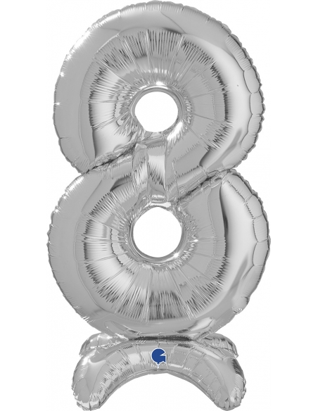 Globo Numero Standup 8 Plata 64cm