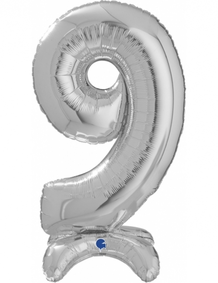 Globo Numero Standup 9 Plata 64cm