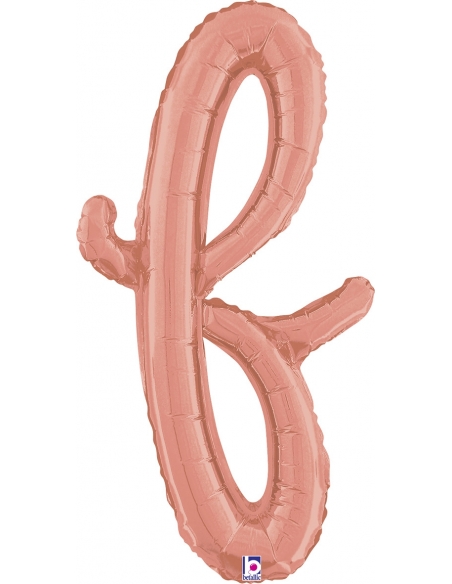 Globo Letra Cursiva F Oro Rosa 36cm