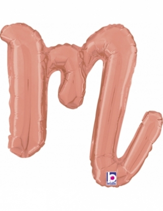 Globo Letra Cursiva M Oro Rosa 36cm