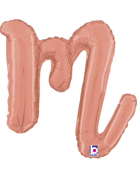Globo Letra Cursiva M Oro Rosa 36cm