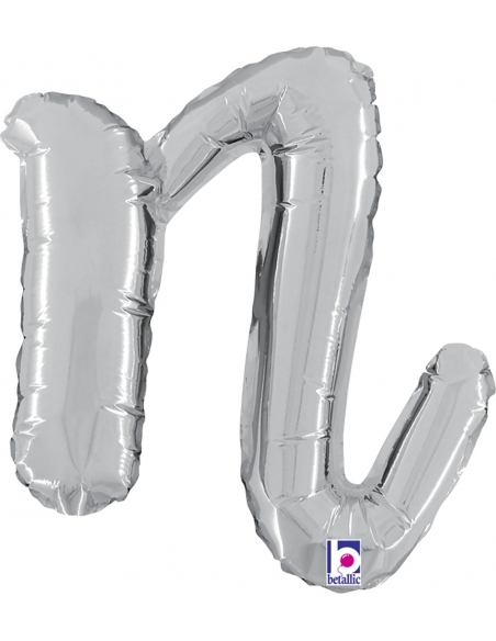 Globo Letra Cursiva N Plata 36cm