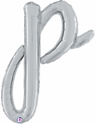Globo Letra Cursiva P Plata 36cm