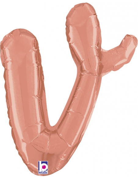 Globo Letra Cursiva V Oro Rosa 36cm