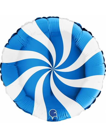 Globo Redondo Swirly 45cm Blanco-Azul