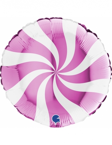 Globo Redondo Swirly 45cm Blanco-Fucsia