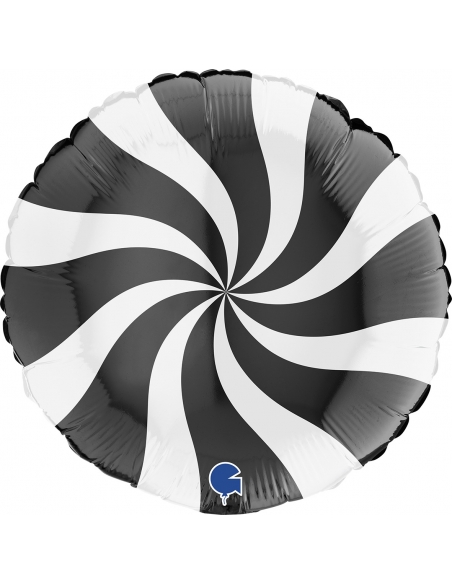 Globo Redondo Swirly 45cm Blanco-Negro