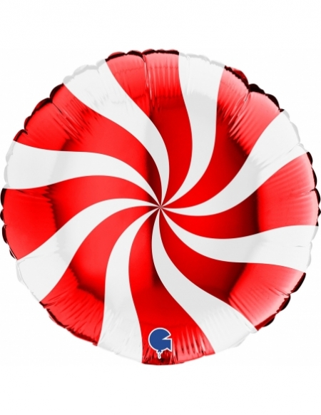 Globo Redondo Swirly 45cm Blanco-Rojo