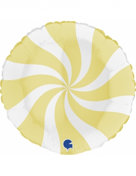 Globo Redondo Swirly 45cm Blanco-Amarillo Mate