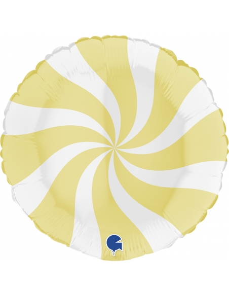 Globo Redondo Swirly 45cm Blanco-Amarillo Mate