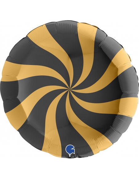 Globo Redondo Swirly 91cm Oro-Negro