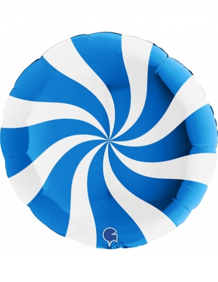 Globo Redondo Swirly 91cm Blanco-Azul