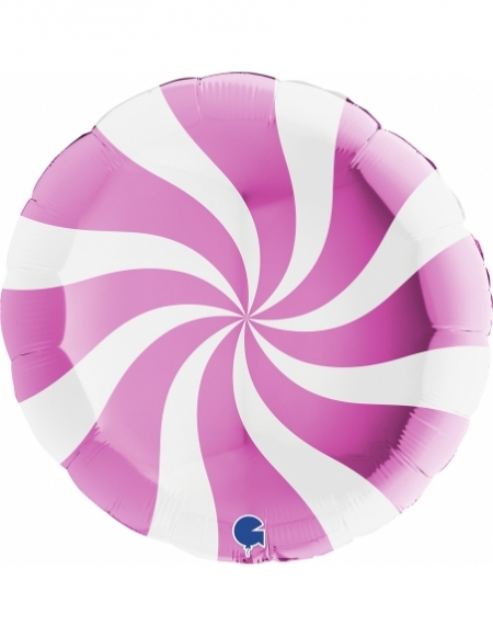 Globo Redondo Swirly 91cm Blanco-Fucsia