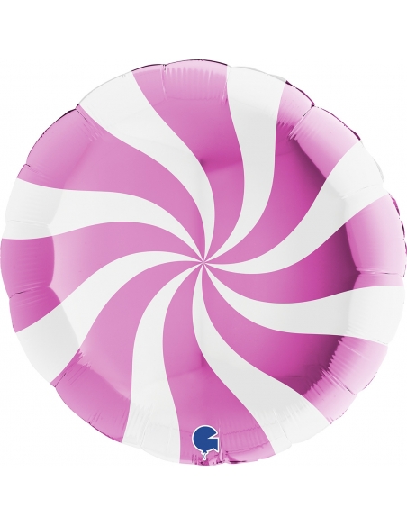 Globo Redondo Swirly 91cm Blanco-Fucsia