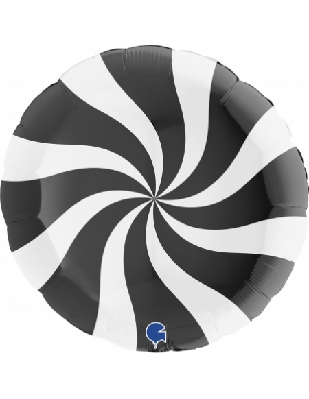 Globo Redondo Swirly 91cm Blanco-Negro