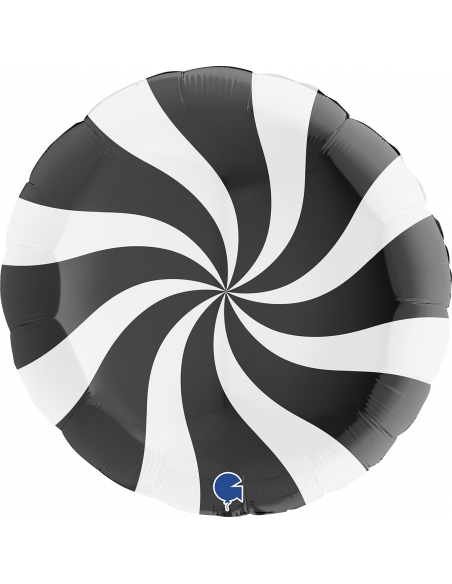Globo Redondo Swirly 91cm Blanco-Negro