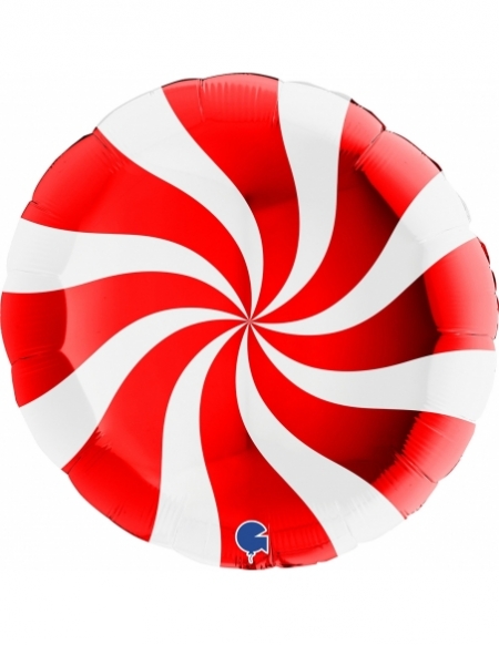 Globo Redondo Swirly 91cm Blanco-Rojo