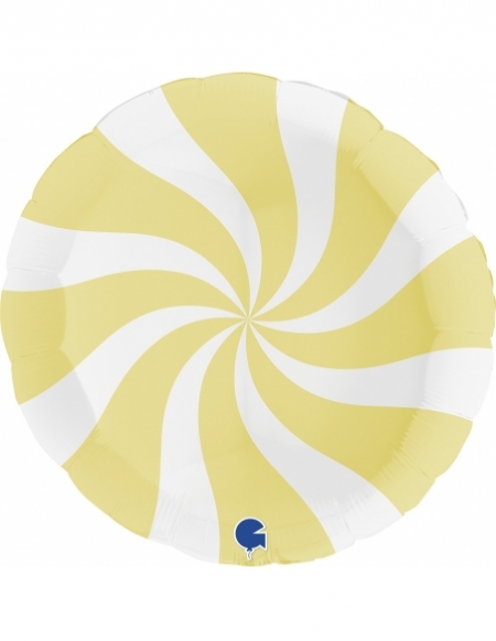 Globo Redondo Swirly 91cm Blanco-Amarillo Mate