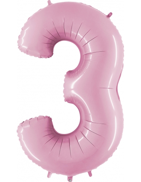 Globo Numero 3 Rosa Baby 66cm