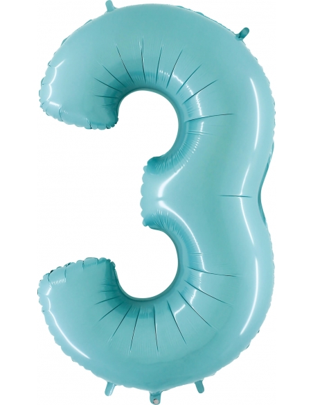 Globo Numero 3 Azul Baby 66cm