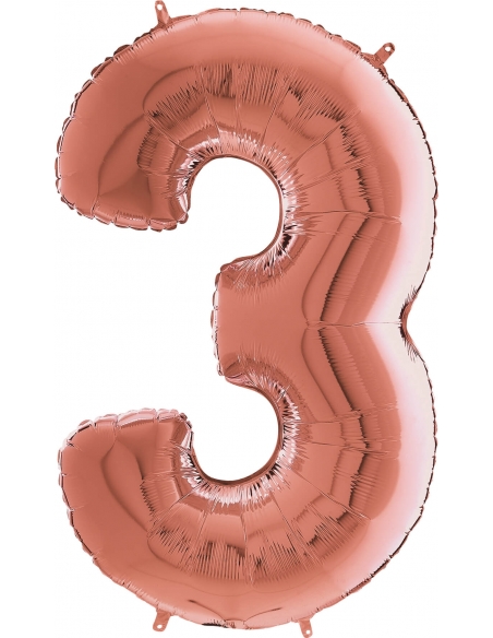 Globo Numero 3 Oro Rosa 66cm