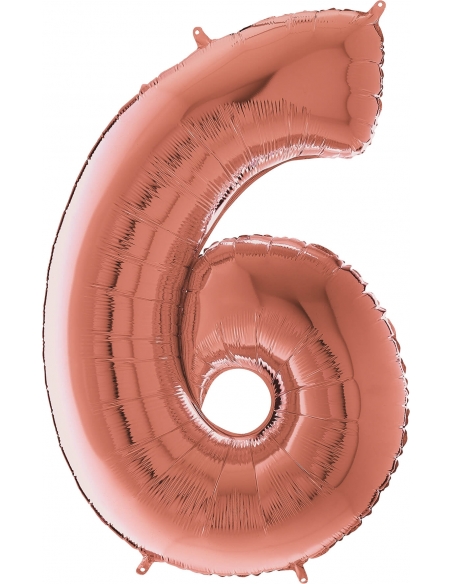 Globo Numero 6 Oro Rosa 66cm