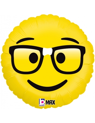 Globo Emoticono Nerd Redondo 45cm