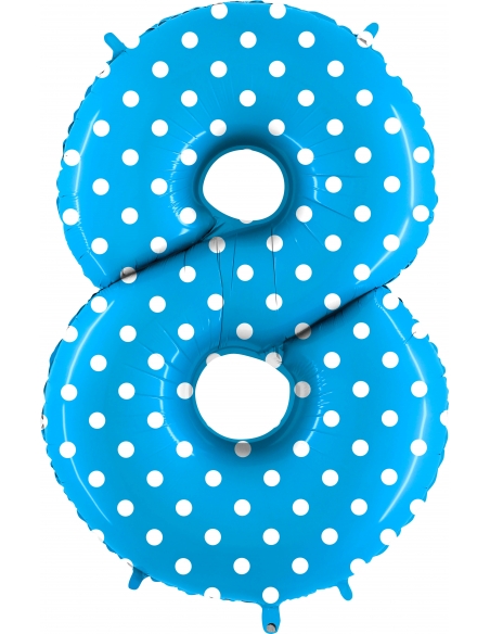 Globo Numero 8 Lunares Turquesa 100cm