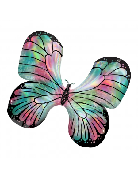 Globo Mariposa Iridiscente Verde Azulado Forma 76cm