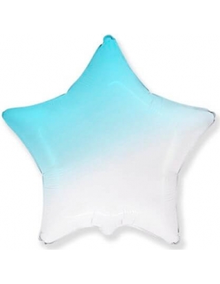 Globo Estrella 48cm Celeste Pastel Degradado