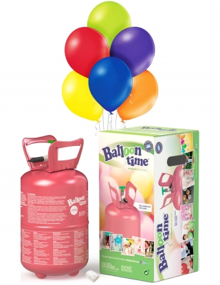 Bombona de helio con 200 globos y cinta - Partywinkel