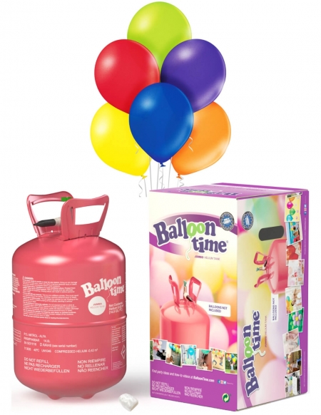 Bombonas de Helio para Globos 0.42m3 con 50 Globos Metalizados y Lazos