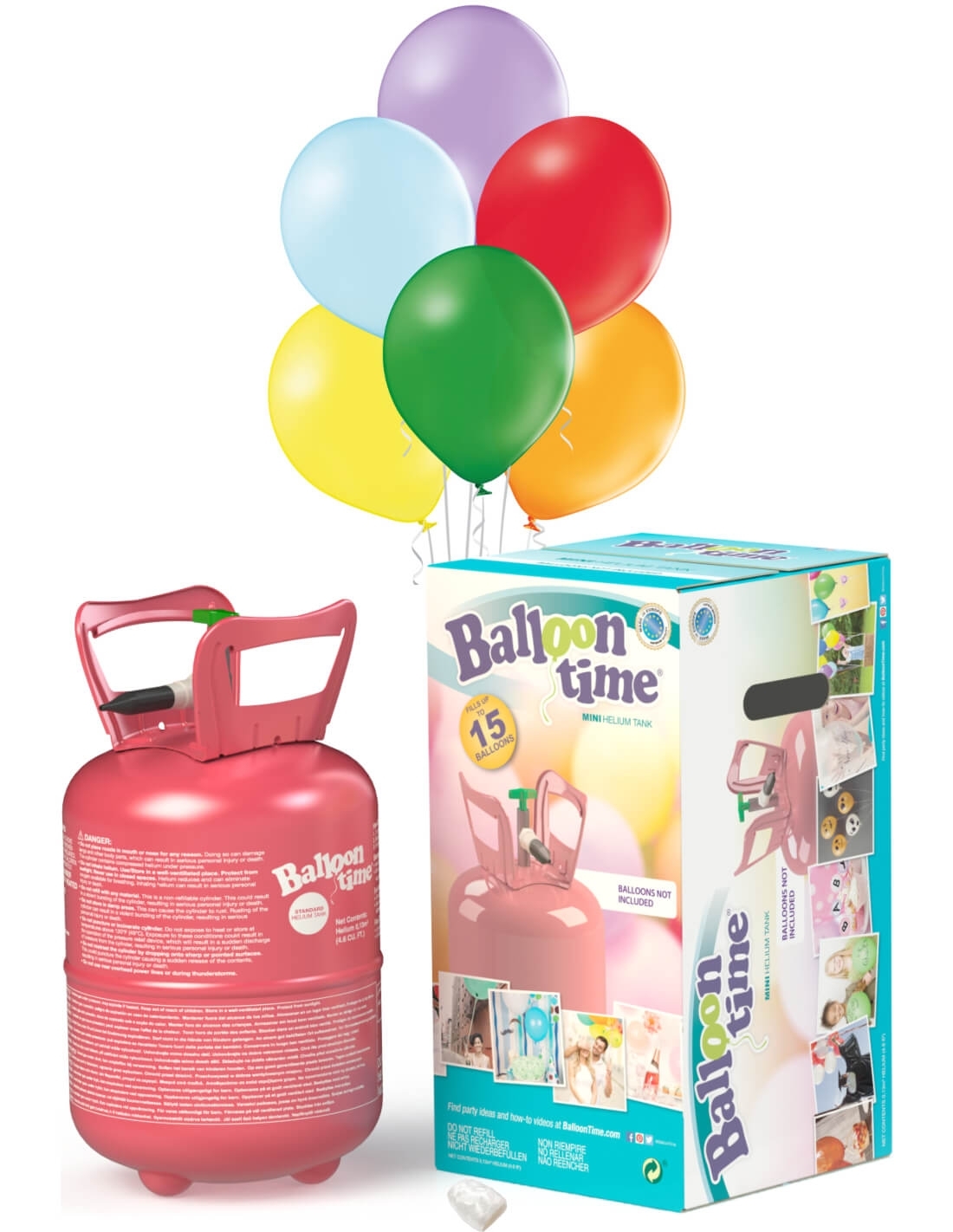 Botellas de Helio Desechable 0.13m3 con 15 Globos Pastel y Lazos