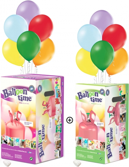 Bombonas Helio Desechable 0.63m3 con 75 Globos Pastel y Lazos